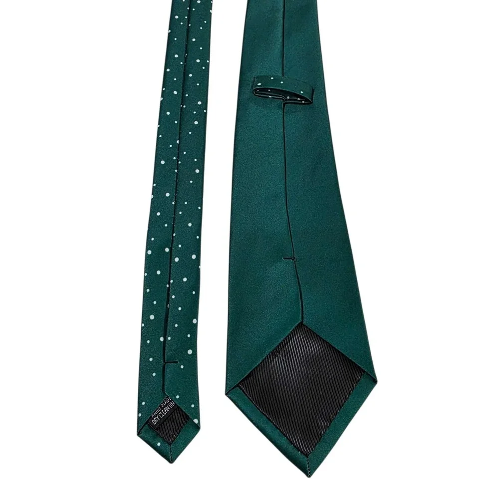 Novelty Christmas Reindeer‎ Mens Tie Green Polka Dot Necktie Holiday Party Fun